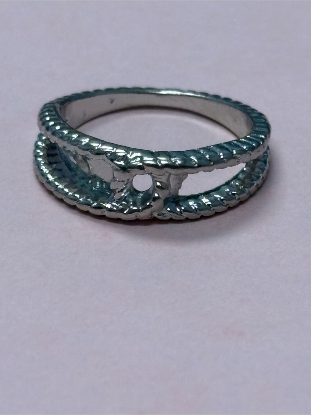 Silver Tone Double Rope Knot Ring – Size 7 / 17mm – NWOT ✨